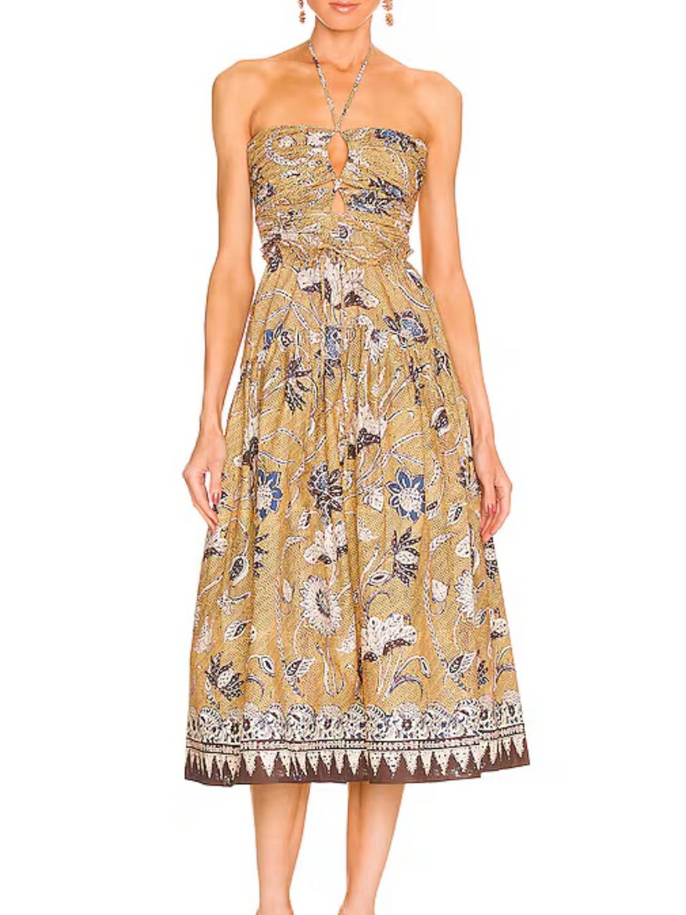 Ulla Johnson Ella Dress in Oleander - Floral Strapless / Halter Midi Dress